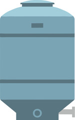 Flat design illustration of a large blue industrial silo tank.