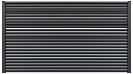 Fototapeta premium Modern industrial fence panel with dark gray metal slats on transparent background