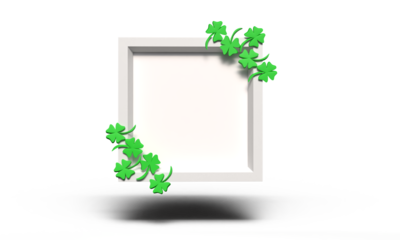 saint patrick day tuesday 18 march month leaf plant flower flora saint patrick day green white isolate mockup frame pattern irish saint patrick day tuesday 18 march month border fortune celtic mockup 