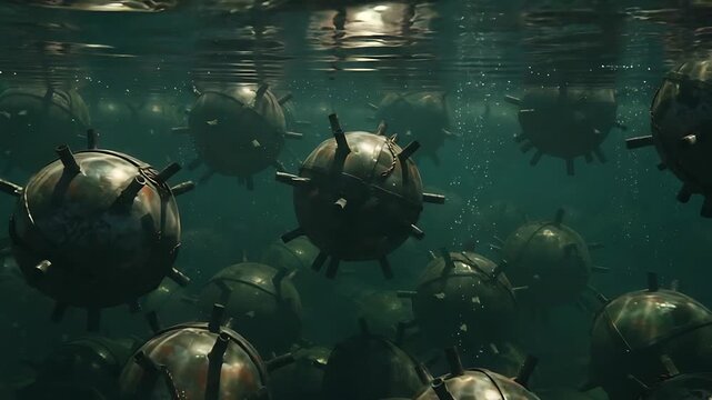 Underwater Minefield: A Dystopian Vision of Naval Warfare and Hidden Danger lurking beneath the