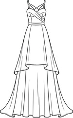 Women's sophisticated cowl neck top fashion flat sketch vector illustration with sleeveless design, elegant drape detail, and center back seam.