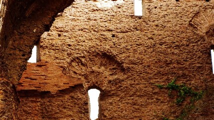 The ruins of the Baths of Caracalla, Rome, Italy, dating back to 212 AD, under the emperors Septimius Severus and Caracalla