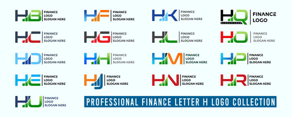 Set Letter H Logo Design on Financial Chart Vector Template