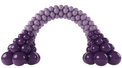Elegant purple balloon archway with ombre gradient effect against a black background
