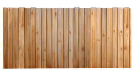 Close-up of vertically aligned wooden planks with staggered arrangement on transparent background