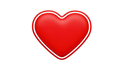 Red heart with a white outline isolated on white background