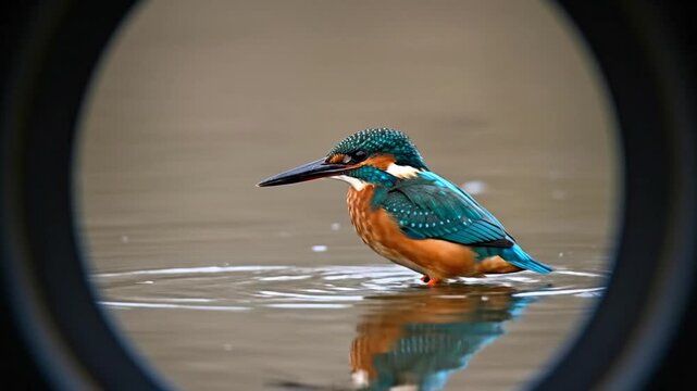 Kingfisher Splash: Capturing the Precise Moment of a Dive into Water with Speed