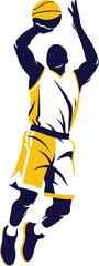 Bold Vector Illustration of Basketball Player Jumping to Shoot