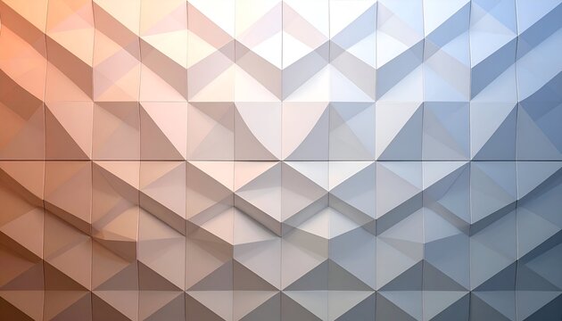Abstract 3D wall comprised of layered geometric shapes with gradient coloring