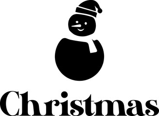 simple black winter christmas snowman with scraft silhouette vector icon logo design