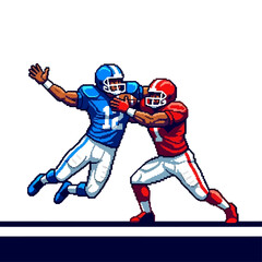 Football Players in Action Dynamic Illustration of a Tackle and Defensive Play