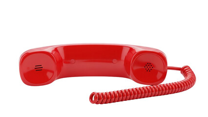 Red telephone receiver isolated on white background