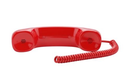 Red telephone receiver isolated on white background