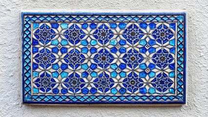 Obraz premium Intricate Ceramic Tile Artwork with Blue and White Patterns