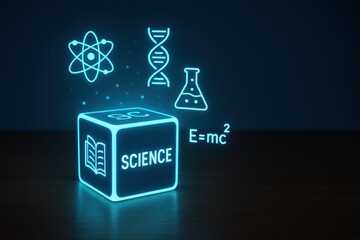 Educational technology enhances learning experiences, showcasing concepts like science, DNA, and formulas in visually engaging manner. This represents fusion of knowledge and innovation