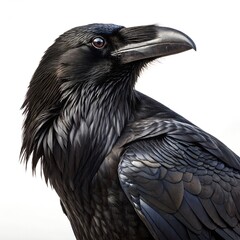 Fototapeta premium national birds of Bhutan common Raven on white background 