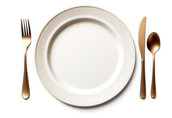 Empty plate with gold utensils