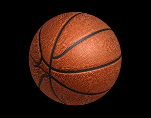 Realistic textured orange sphere with black lines on a black background. Sporting equipment