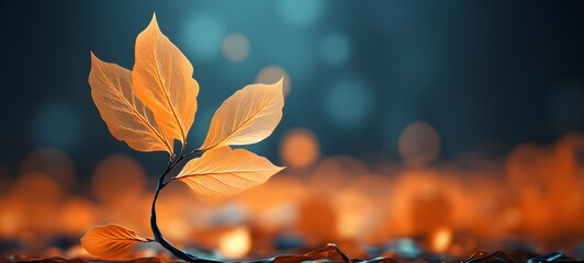 silhouette of orange leaf ,generative AI