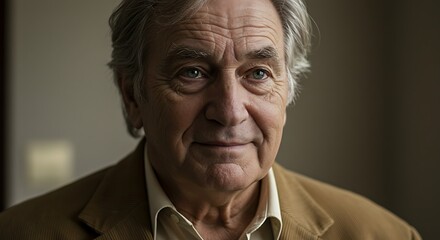 Portrait of an older, distinguished man with grey hair and a warm, inviting gaze