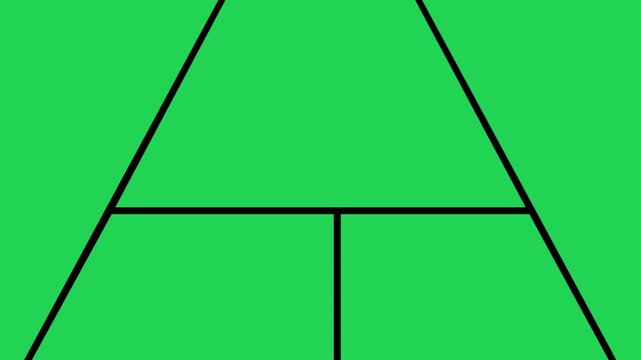 Split geometric design mockup on green screen background 