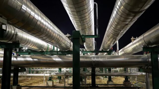 Industrial pipe network overhead view close up steel infrastructure infrastructure manufacturing production system