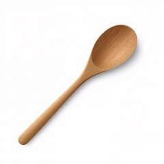 A single wooden spoon isolated on a plain white background