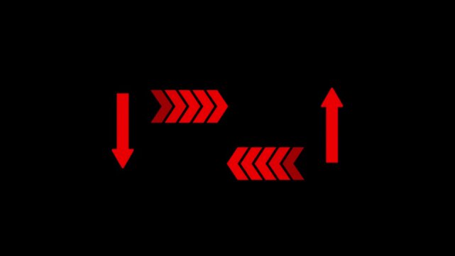 Red Arrows Forming a Cycle on a Black Background loop direction