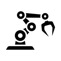 Robotic Arm Icon - Solid Black