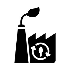 Green Factory Icon - Solid Black