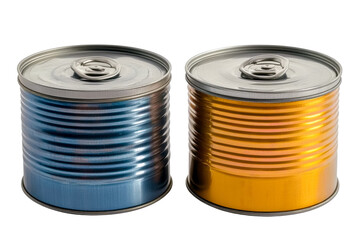 two cans of food isolated on transparent background.