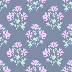 Pink mallow decorative floral pattern