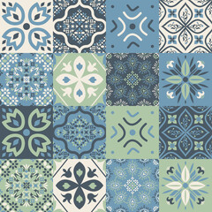 Seamless azulejo vector decorative pattern