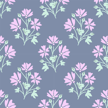 Pink mallow decorative floral pattern