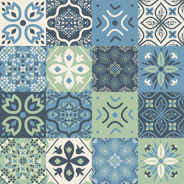 Seamless azulejo vector decorative pattern