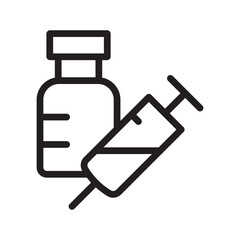 Obraz premium Precise Syringe and Vial icon collection featuring medical injection symbols for vaccination, healthcare, and clinical use