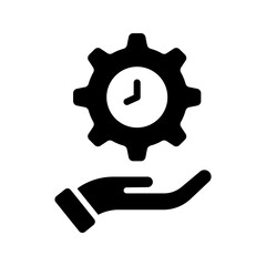 Hand Gear Clock Time Management Flat Icon
