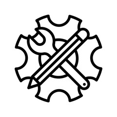 Outline Wrench Pencil Gear Workshop Tool Icon
