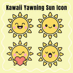 Fototapeta premium Kawaii Weather Icon Set – Cute Vector Illustrations with Pastel Colors