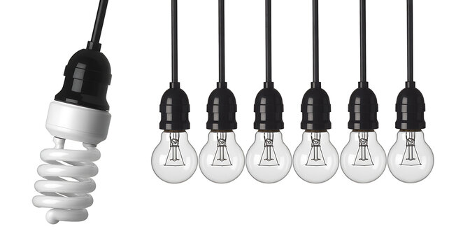 Energy saving light bulb versus traditional incandescent bulbs comparison technology