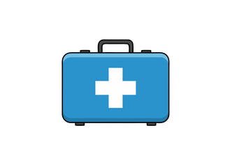 Fototapeta premium Blue First Aid Kit With White Cross On Black Background Vector Illustration Medical Emergency Symbol Healthcare Concept