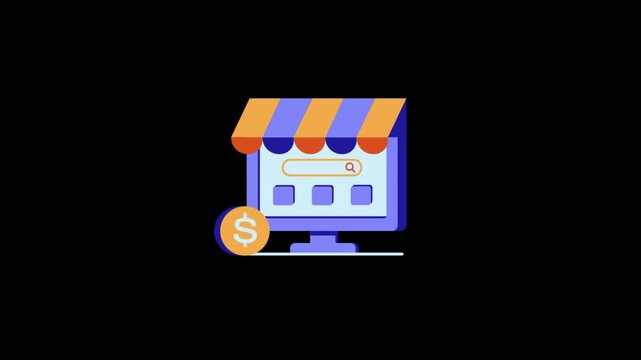 Animated Ecommerce Storefront Icon for Online Shopping.