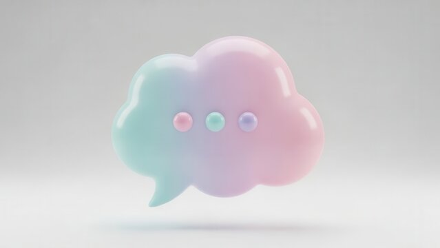 Colorful pastel speech bubble cloud icon symbol with minimalist design concept render - Powered by Adobe