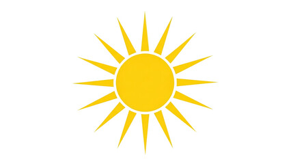 Yellow sun with rays isolated on white background