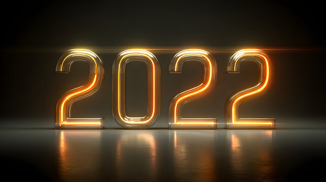 Futuristic glowing neon light number 2026 typography digital black gold Futuristic glowing neon light number 2026 typography black gold background, sleek minimal design with lens flare