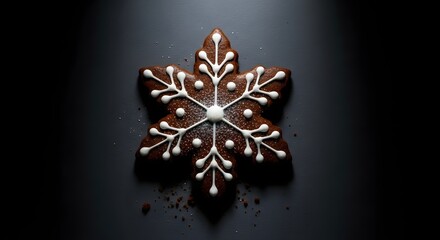Delightful Snowflake Cookie A Festive Treat on Dark Background