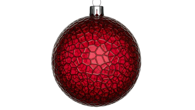 Elegant red Christmas ornament shines with unique mosaic texture, perfect for festive designs, holiday promotions, and celebrating the spirit of the season