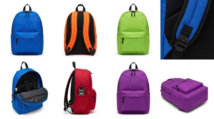 Colorful backpacks on a white background