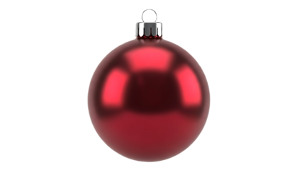 Shiny red Christmas ornament offers festive cheer, perfect for seasonal designs, holiday promotions, and joyful celebration visuals