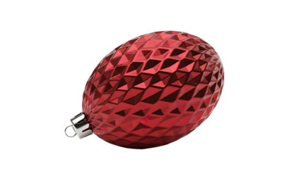 Elegant red Christmas ornament with geometric facets for festive holiday designs, adding a touch of sophisticated sparkle to seasonal celebrations and winter themes